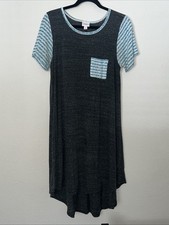 LuLaRoe Carly Dress Size Small Gray Heather Stripe