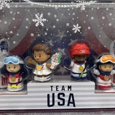 Fisher Price Little People TEAM USA Winter Olympics Collector Set 4 Figures NIB