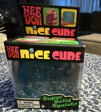 Schylling NeeDoh Nice Cube Squeeze Ball, Super Solid Squish Blue Gel 2in