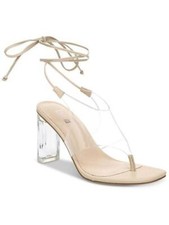 BAR III Womens Beige Tie Transparent Bimini Heeled Thong Sandals 6.5 M