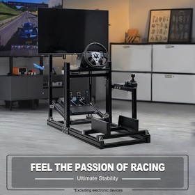 Marada 4080 Aluminum Racing Sim Cockpit With TV Stand Fit Logitech Thrustmaster