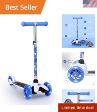 Kids' 3-Wheel Kick Scooter with Foot Brake  Light Up Wheels - 75 lbs Limit