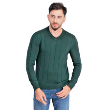 Club Room Men's Pine Grove Green Drop Needle V-Neck Sweater, Size Small, NWT