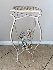 Vintage Italian Toleware Metal Plant Stand Side Table