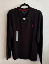 NWT Men  s Medium Navy Blue Acrylic US Polo Assn V-Neck Sweater Long Sleeve