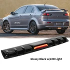 For Mitsubishi Lancer Evo X Rear Bumper Diffuser 6 Fins Spoiler Lip W/LED Light