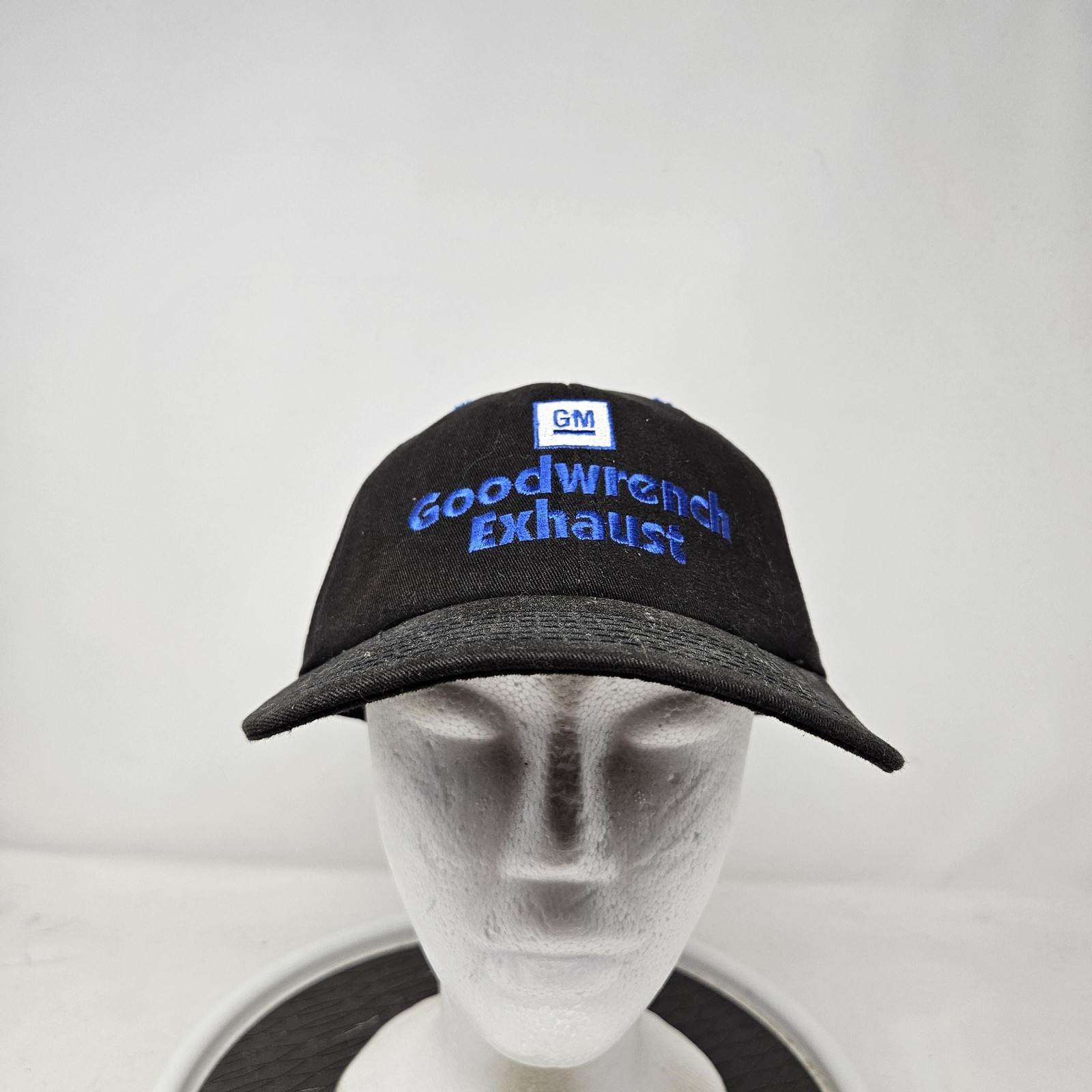 GM Goodwrench Exhaust Hat Cap Strap Back Mens One Size Black Blue Advertising