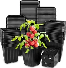 100Pcs Square Plant Nursery Pots,3.5 Inch Plastic Pots with Drainage Holes