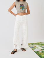 Maje Hose Ecru HäKelstrick Strick Wide Leg Gr. Fr 40 L Damen MFPPA00293