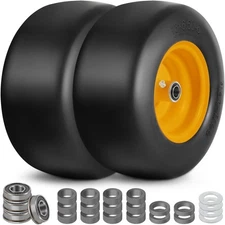 2x 13x6.50-6 Front Flat Free Tire Wheel Set w/ Bearings For Zero-Turn Lawn Mower