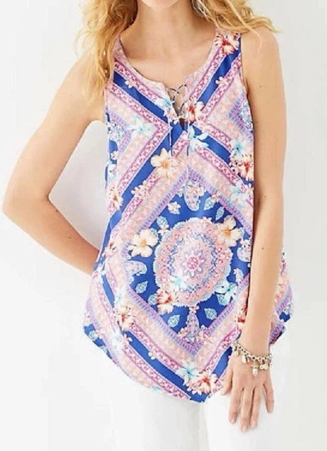 Jupe Femme J.Jill 100% Coton Imprimée Fleurs Multicolore - Ligne A, Taille 12, Neuve Sans étiquette