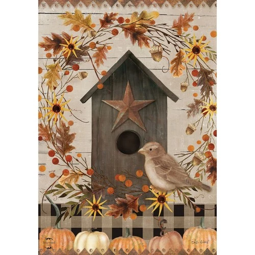 Briarwood Lane Primitive Fall Birdhouse Garden Flag 12x18