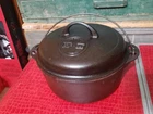 Antique Griswold Cast Iron #7 Button Logo Dutch Oven 1277 base 1287 cover