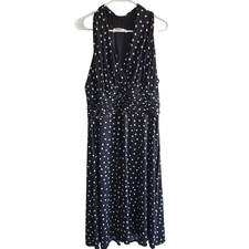 Evan Picone Womens Sz M Midi Dress Black White Polka Dot Pinup