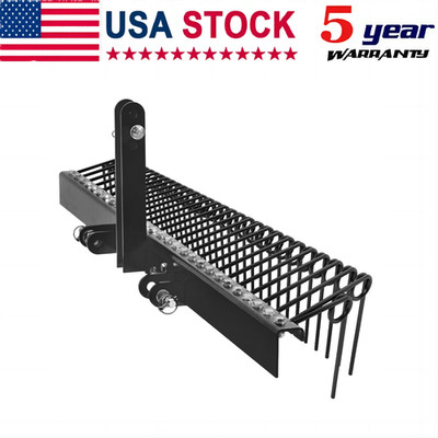 60'' 3 Point Pine Straw Landscaping Rake for Cat 0 Cat 1,Tractor Rake Attachments