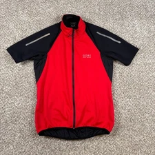 Gore Bike Wear Cycling Jersey Mens Medium Red Black Full Zip Reflective Pockets