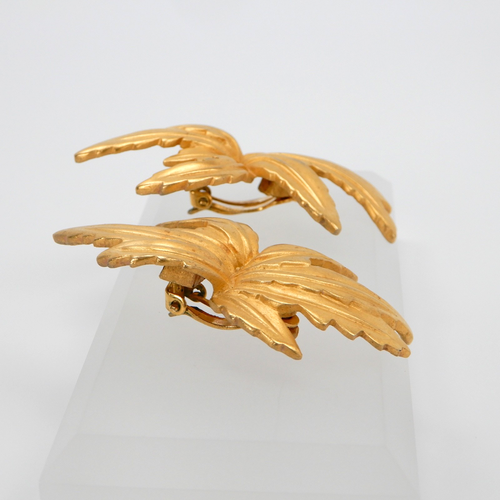 Givenchy Vintage Runway Haute Couture Gold Clip On Earrings Chunky 2.3"H x 1.2"W - Picture 8 of 13