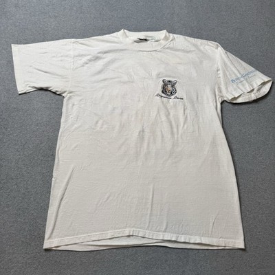 Vintage Hanes T Shirt Mens Large Tigers Embroidered Logo Busch Gardens 90s
