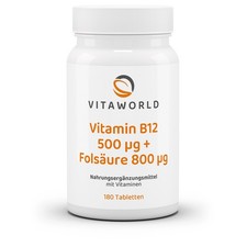 Vitamin B12 500 µg + Folsäure 800 µg (180 Tbl)