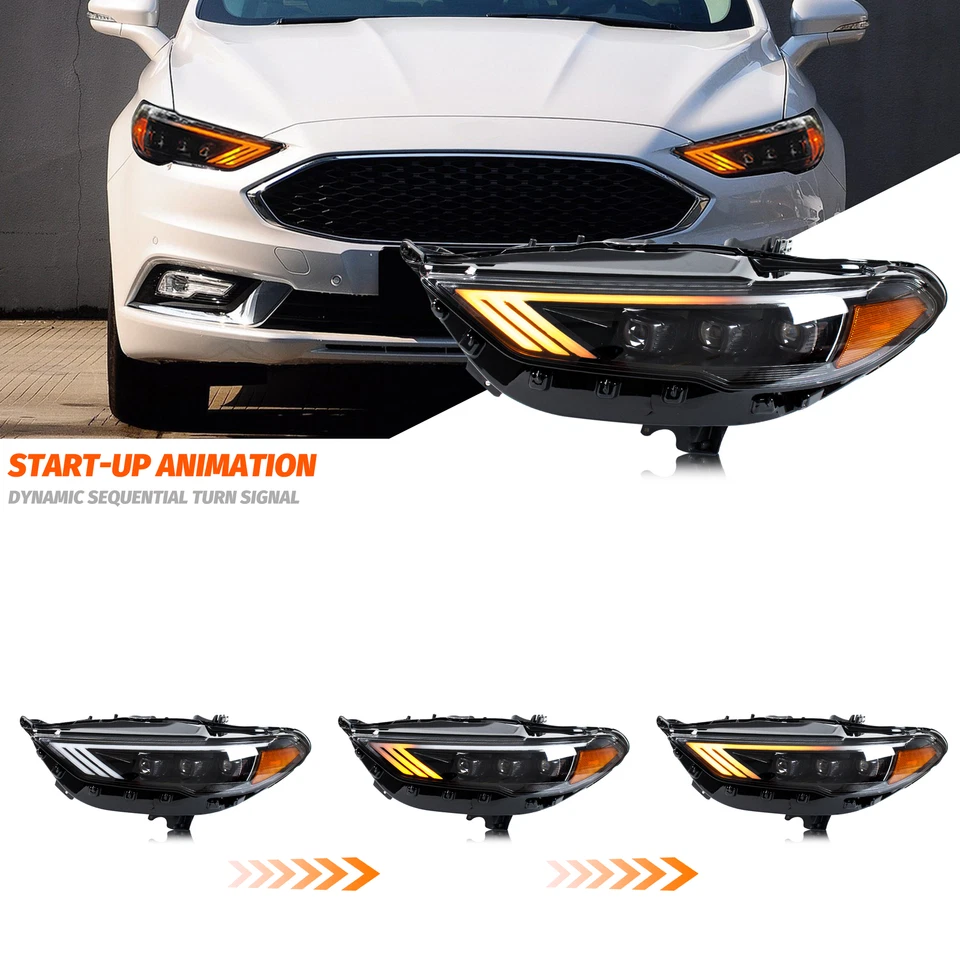 Светодиодные фары в сборе для Ford Fusion 2017-2020 Mondeo Sequential передние фары - Изображение 3 из 4