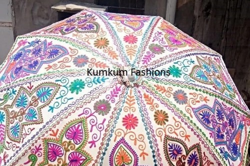 Handmade Peacock Garden Umbrella Parasols Indian Embroidery Outdoor Wedding Deco - Picture 3 of 4
