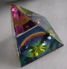 Amlong Crystal Iridescent Pyramid Multicolor 2.75"  Box Never Displayed 100%RIPR