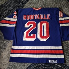 AUTHENTIC VINTAGE LUC ROBITAILLE RANGERS JERSEY CCM Hockey NHL Jersey Sz XL Blue