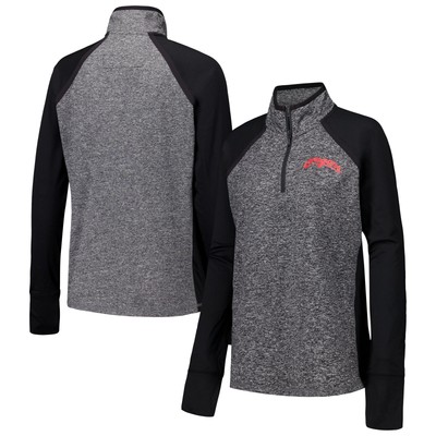 Women's Black/Heather Gray Washington State Cougars Finalist Raglan Quarter-Zip