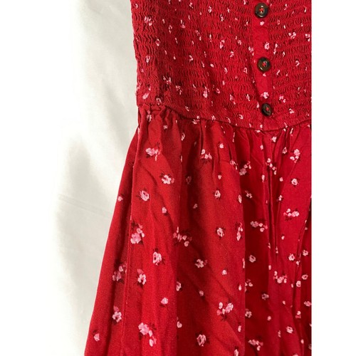 Hollister Damen rot schick Blumen Strampler gesmokt Spaghettiträger Größe Small - Bild 7 von 11