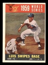 1960 Topps Baseball #389 World Series Game #5 (Luis Swipes Base) EX *e2