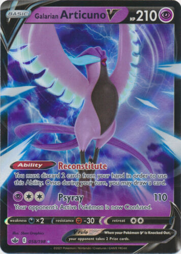 Galarian Articuno V - 058/198 Ultra Rare Chilling Reign NM Pokemon TCG