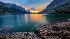 Landscape lake usa mountains nature montana saint Custom Gaming Mat Desk