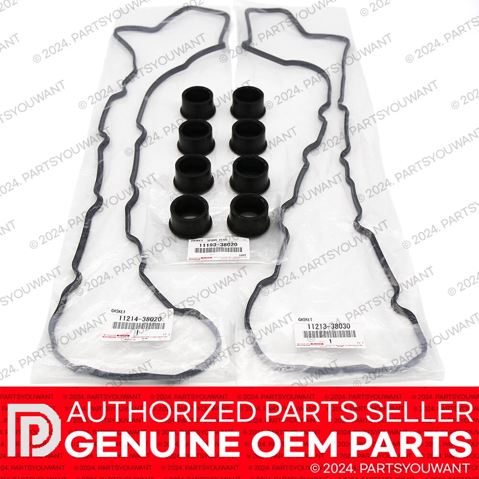 GENUINE Lexus GS460 LS460 LS600h Engine Valve Cover Gasket + Spark Plug Seal SET - Image 2 of 3