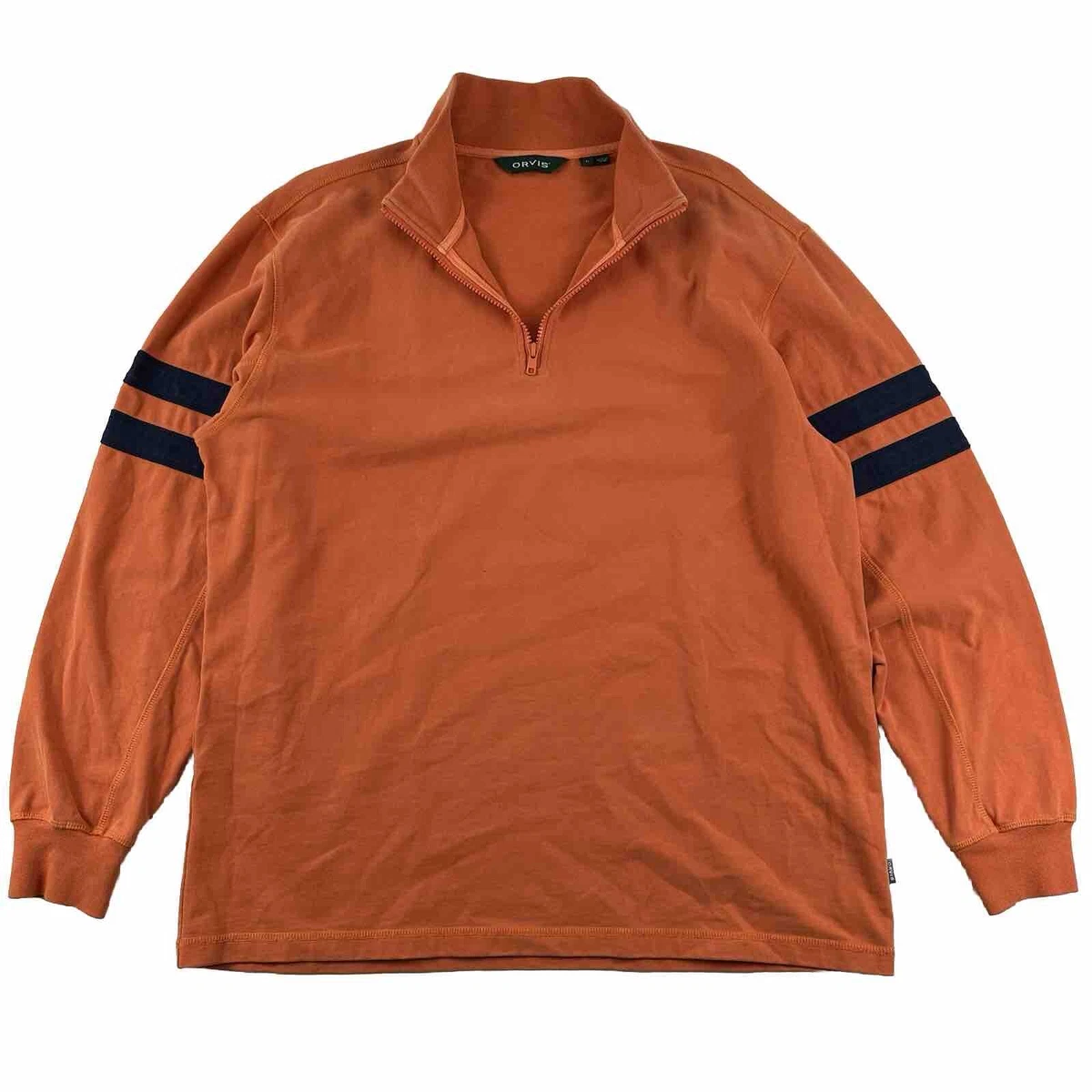 Pull Orvis homme moyen orange quart zip col pull randonnée