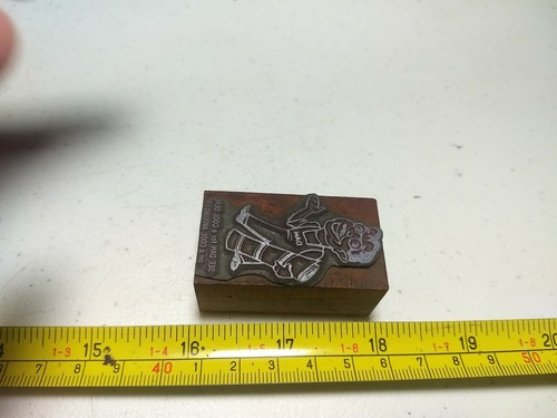 Vintage Letterpress Printing Block Dan Wearing Overalls Awning Advertising - Picture 3 of 4