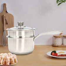 Double Layer Non-stick Steaming Pot W/Steamer Uncoated Stainless Steel Saucepan