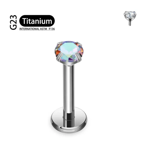 Titanium Piercing Labret Tragus Stud Earrings CZ Crystal Monroe Helix Cartilage - product listing photo