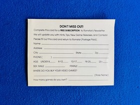 Cowboy Kid Nintendo NES Romstar Registration Card Insert ROM-NES-US NO Manual