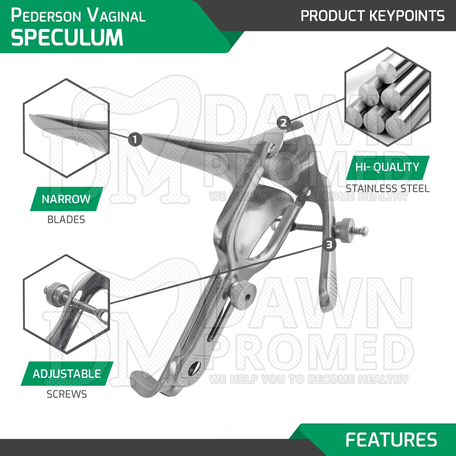 Pederson Vaginal Speculum 4Pcs Set OB/GYN Pelvic Exam Surgical Inst ...