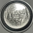 1971 Vintage Christmas Winter Scene Sterling Silver Collector Proof Coin Round