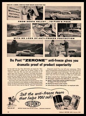 1955 Du Pont Zerone &  Zerex Anti-Freeze Death Valley CA Pike's Peak CO Print Ad