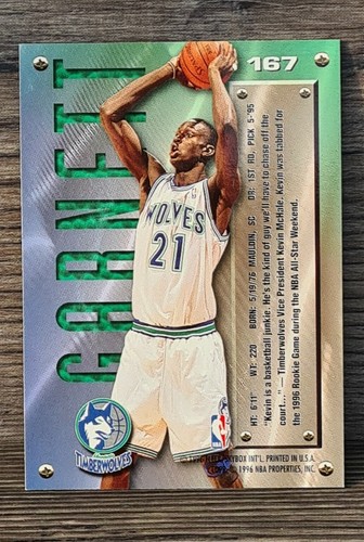 1996 FLEER METAL KEVIN GARNETT ROOKIE CARD HOT CARD W SUPER STANIE 