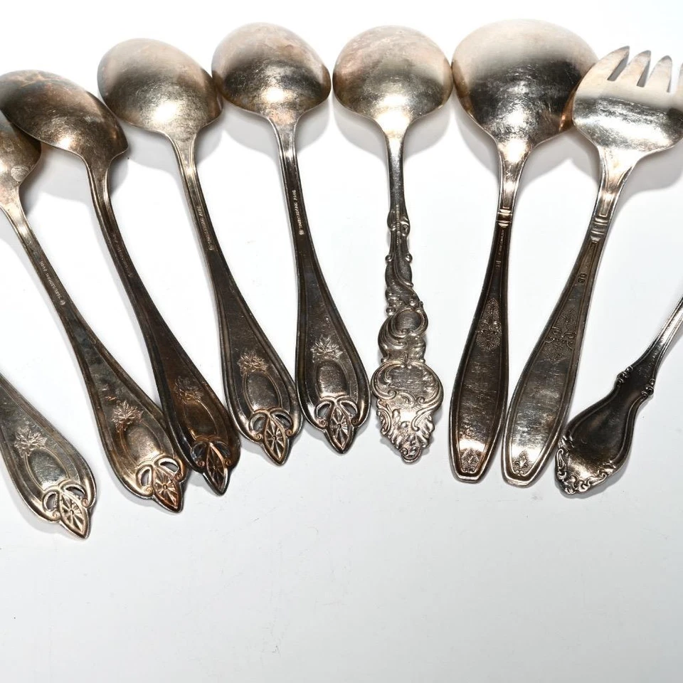 Juego de cucharones de cuchara para servir cubiertos mixtos vintage de plata Rogers Bros 1847 Foto 4 de 4