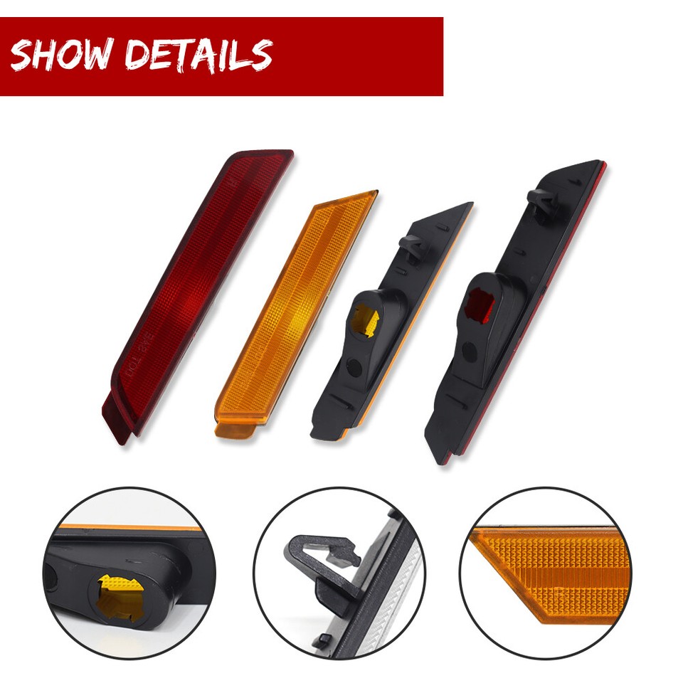 Smoked Side Marker Lights For 2010-2015 Chevy Camaro - Front & Rear Set, Direct Fit, LED Ready