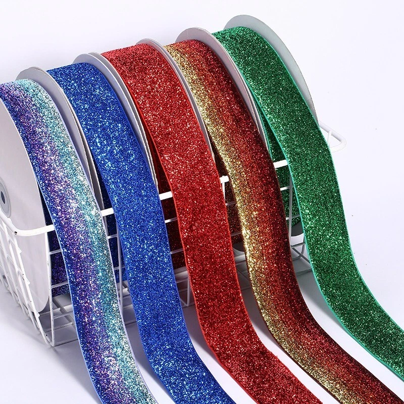 100 Yards Sparkle Shiny Ribbon Crafts Christmas Wedding Gift Packing Decor Multi - Image 2 of 4