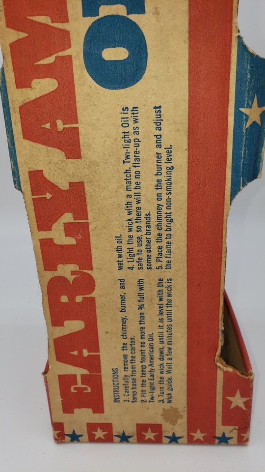 VTG TwiLight Oil Refining Co Oil Lamp Early American New In Box
