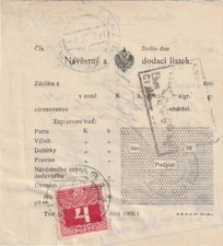 CZECHOSLOVAKIA: Postal receipt Praha 1915.