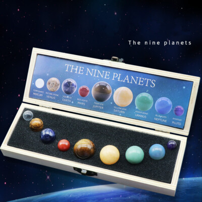 9Pcs Nine Planets Gem Stones Planets Decorations Solar System