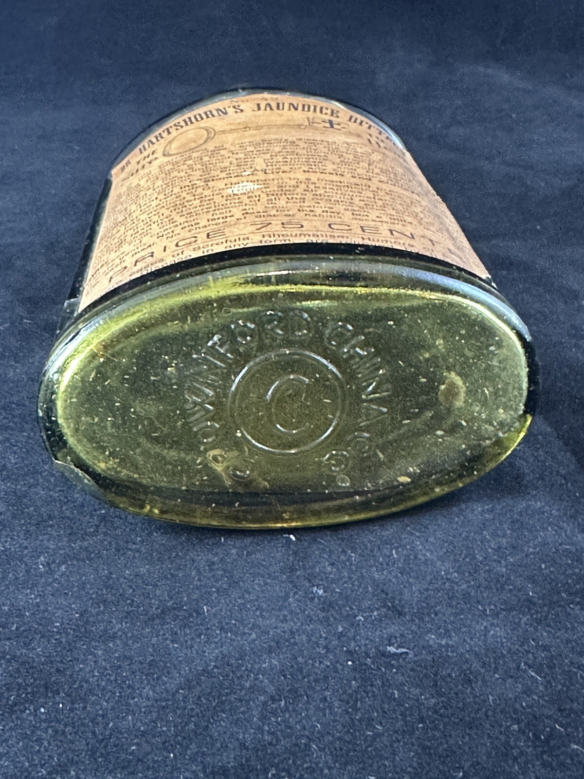 Dr. Hartshorn’s Jaundice Bitters Vintage Apothecary Bottle Yellow Glass