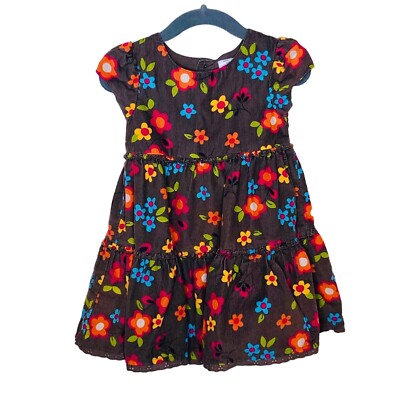 Corduroy Dress Infant Girls Size 12M Brown Floral